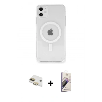MARSİLYAN™- iPhone 11 Kılıf Ahenk Yansıma Prime - Siyah Bilvis 3D Mat Cam Ekran Koruyucu + Pers Alüminyum Kamera Lens - GD