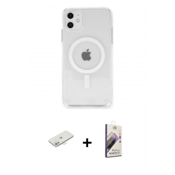 MARSİLYAN™- iPhone 11 Kılıf Ahenk Yansıma Prime - Siyah Bilvis 3D Mat Cam Ekran Koruyucu + Renkli Kamera Lens Koruma Cam - SI