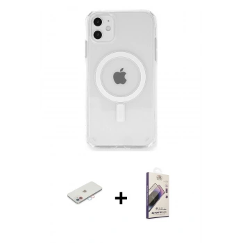 MARSİLYAN™- iPhone 11 Kılıf Ahenk Yansıma Prime - Siyah Bilvis 3D Mat Cam Ekran Koruyucu + Renkli Kamera Lens Koruma Cam - PE