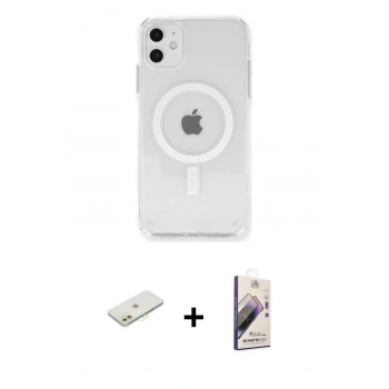 MARSİLYAN™- iPhone 11 Kılıf Ahenk Yansıma Prime - Siyah Bilvis 3D Mat Cam Ekran Koruyucu + Renkli Kamera Lens Koruma Cam - TU
