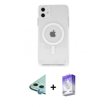 MARSİLYAN™- iPhone 11 Kılıf Ahenk Yansıma Prime - Siyah Bilvis 5in1 3D Magic Cam Ekran Koruyucu + Raze Metal Kamera Lens - MI
