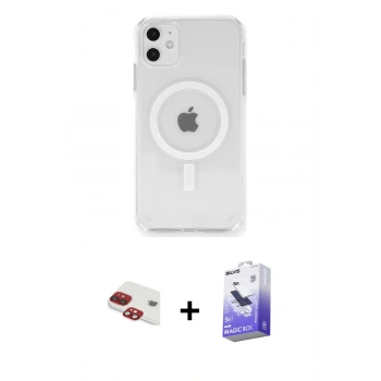 MARSİLYAN™- iPhone 11 Kılıf Ahenk Yansıma Prime - Siyah Bilvis 5in1 5D Magic Hayalet Cam Ekran Koruyucu + Pers Alüminyum Kamera Lens - KI