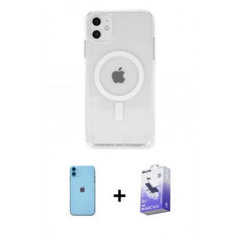MARSİLYAN™- iPhone 11 Kılıf Ahenk Yansıma Prime - Siyah Bilvis 5in1 5D Magic Hayalet Cam Ekran Koruyucu + Neon Fosforlu Kamera Lens - MI