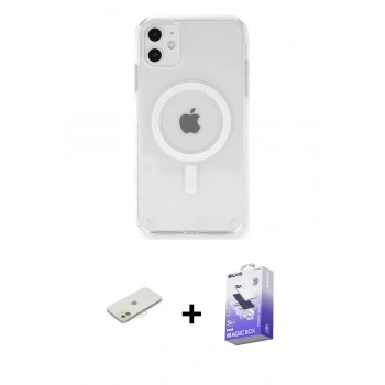 MARSİLYAN™- iPhone 11 Kılıf Ahenk Yansıma Prime - Siyah Bilvis 5in1 5D Magic Hayalet Cam Ekran Koruyucu + Renkli Kamera Lens Koruma Cam - TU