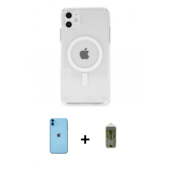 MARSİLYAN™- iPhone 11 Kılıf Ahenk Yansıma Prime - Siyah Joko Magic 5D Hayalet Cam + Neon Fosforlu Kamera Lens - MI