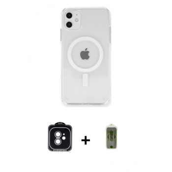 MARSİLYAN™- iPhone 11 Kılıf Ahenk Yansıma Prime - Siyah Joko Magic 5D Hayalet Cam + PVD Metal Kamera Lens - YL