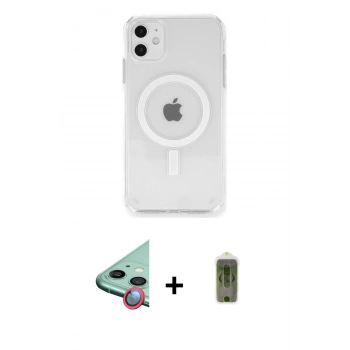 MARSİLYAN™- iPhone 11 Kılıf Ahenk Yansıma Prime - Siyah Joko Magic 5D Hayalet Cam + Raze Metal Kamera Lens - KI