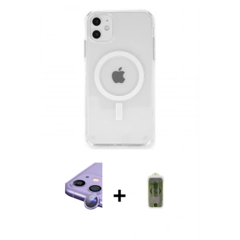 MARSİLYAN™- iPhone 11 Kılıf Ahenk Yansıma Prime - Siyah Joko Magic 5D Hayalet Cam + Raze Metal Kamera Lens - MR