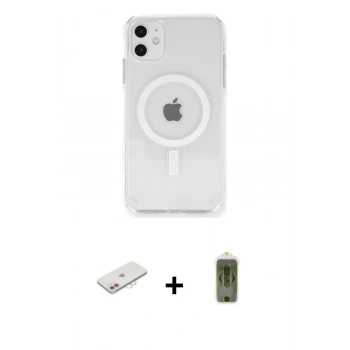 MARSİLYAN™- iPhone 11 Kılıf Ahenk Yansıma Prime - Siyah Joko Magic 5D Hayalet Cam + Renkli Kamera Lens Koruma Cam - PE