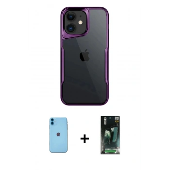 MARSİLYAN™- iPhone 11 Kılıf Akış Çizgi Koleksiyonu - Şeffaf 360 Full Body Arka Koruyucu + Neon Fosforlu Kamera Lens - MI