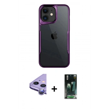 MARSİLYAN™- iPhone 11 Kılıf Akış Çizgi Koleksiyonu - Şeffaf 360 Full Body Arka Koruyucu + Raze Metal Kamera Lens - MR