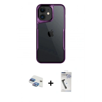 MARSİLYAN™- iPhone 11 Kılıf Akış Çizgi Koleksiyonu - Şeffaf Uv Polymer Nano Ekran Koruyucu + Pers Alüminyum Kamera Lens - GI