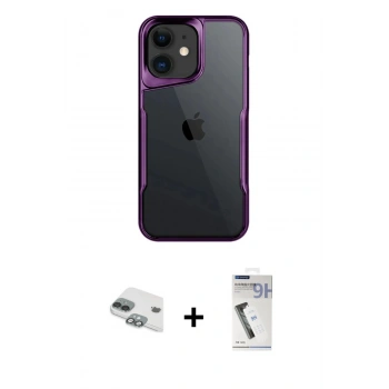 MARSİLYAN™- iPhone 11 Kılıf Akış Çizgi Koleksiyonu - Şeffaf Uv Polymer Nano Ekran Koruyucu + Pers Alüminyum Kamera Lens - YL