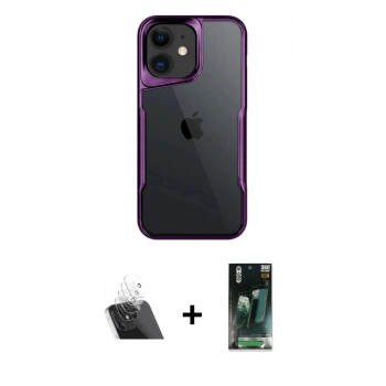 MARSİLYAN™- iPhone 11 Kılıf Akış Çizgi Koleksiyonu - Siyah 360 Mat Full Body Arka Koruyucu + Kamera Lens Koruma Cam - SF