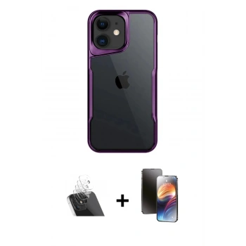 MARSİLYAN™- iPhone 11 Kılıf Akış Çizgi Koleksiyonu - Siyah 3D Antistatik Mat Seramik Nano Ekran Koruyucu + Kamera Lens Koruma Cam - SF