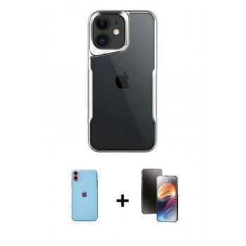 MARSİLYAN™- iPhone 11 Kılıf Akış Çizgi Koleksiyonu - Siyah 3D Antistatik Mat Seramik Nano Ekran Koruyucu + Neon Fosforlu Kamera Lens - TU