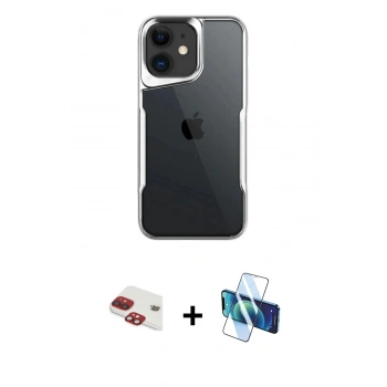 MARSİLYAN™- iPhone 11 Kılıf Akış Çizgi Koleksiyonu - Siyah 3D Antistatik Seramik Nano Ekran Koruyucu + Pers Alüminyum Kamera Lens - KI