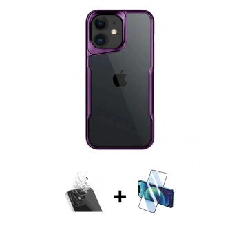MARSİLYAN™- iPhone 11 Kılıf Akış Çizgi Koleksiyonu - Siyah 3D Antistatik Seramik Nano Ekran Koruyucu + Kamera Lens Koruma Cam - SF