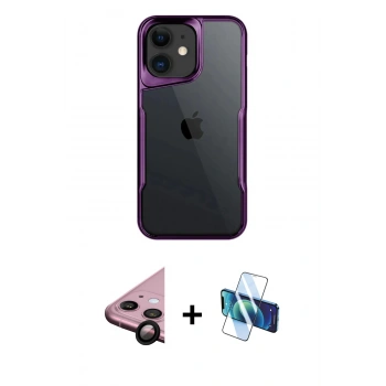 MARSİLYAN™- iPhone 11 Kılıf Akış Çizgi Koleksiyonu - Siyah 3D Antistatik Seramik Nano Ekran Koruyucu + Raze Metal Kamera Lens - SH