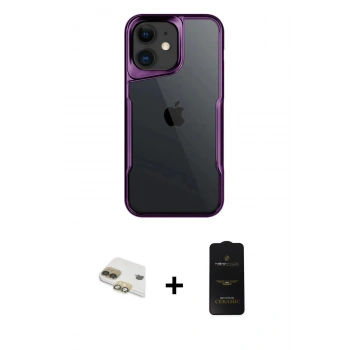 MARSİLYAN™- iPhone 11 Kılıf Akış Çizgi Koleksiyonu - Siyah 6D Antistatik Mat Seramik Hayalet Nano Ekran Koruyucu + Pers Alüminyum Kamera Lens - GD