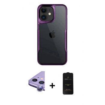 MARSİLYAN™- iPhone 11 Kılıf Akış Çizgi Koleksiyonu - Siyah 6D Antistatik Mat Seramik Hayalet Nano Ekran Koruyucu + Raze Metal Kamera Lens - MR