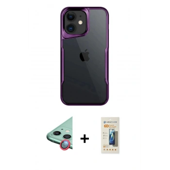 MARSİLYAN™- iPhone 11 Kılıf Akış Çizgi Koleksiyonu - Siyah 6D Mat Seramik Hayalet Nano Ekran Koruyucu + Raze Metal Kamera Lens - KI