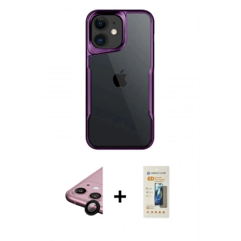 MARSİLYAN™- iPhone 11 Kılıf Akış Çizgi Koleksiyonu - Siyah 6D Mat Seramik Hayalet Nano Ekran Koruyucu + Raze Metal Kamera Lens - SH