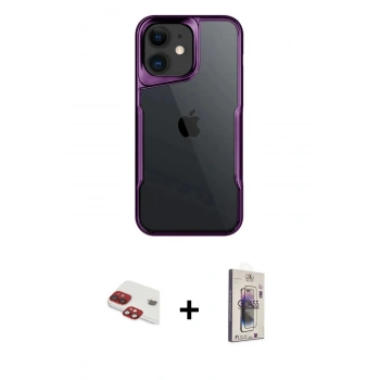 MARSİLYAN™- iPhone 11 Kılıf Akış Çizgi Koleksiyonu - Siyah Bilvis 3D Cam Ekran Koruyucu + Pers Alüminyum Kamera Lens - KI