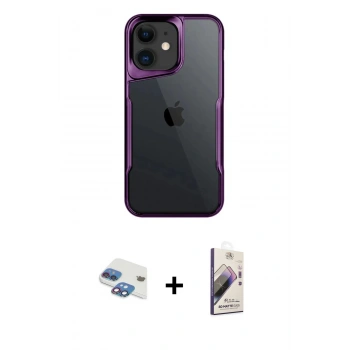 MARSİLYAN™- iPhone 11 Kılıf Akış Çizgi Koleksiyonu - Siyah Bilvis 3D Mat Cam Ekran Koruyucu + Pers Alüminyum Kamera Lens - GI