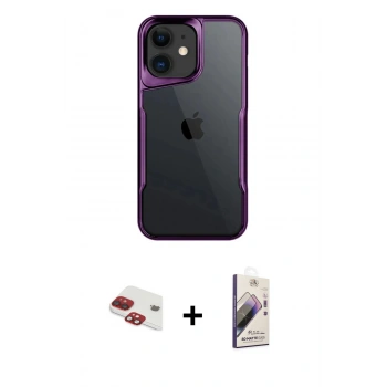 MARSİLYAN™- iPhone 11 Kılıf Akış Çizgi Koleksiyonu - Siyah Bilvis 3D Mat Cam Ekran Koruyucu + Pers Alüminyum Kamera Lens - KI