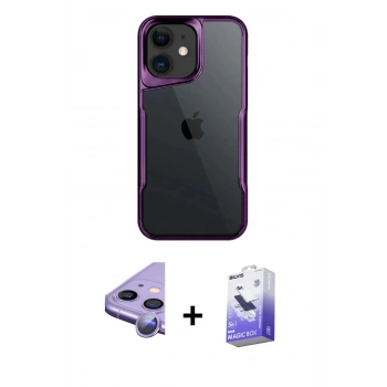 MARSİLYAN™- iPhone 11 Kılıf Akış Çizgi Koleksiyonu - Siyah Bilvis 5in1 5D Magic Hayalet Cam Ekran Koruyucu + Raze Metal Kamera Lens - MR
