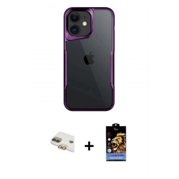 MARSİLYAN™- iPhone 11 Kılıf Akış Çizgi Koleksiyonu - Siyah Buffer Hayalet Cam Ekran Koruyucu + Pers Alüminyum Kamera Lens - GD