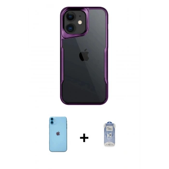 MARSİLYAN™- iPhone 11 Kılıf Akış Çizgi Koleksiyonu - Siyah Joko Magic 5D Cam + Neon Fosforlu Kamera Lens - MI