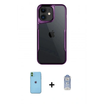 MARSİLYAN™- iPhone 11 Kılıf Akış Çizgi Koleksiyonu - Siyah Joko Magic 5D Cam + Neon Fosforlu Kamera Lens - YL