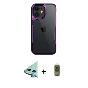 MARSİLYAN™- iPhone 11 Kılıf Akış Çizgi Koleksiyonu - Siyah Joko Magic 5D Hayalet Cam + Raze Metal Kamera Lens - MI