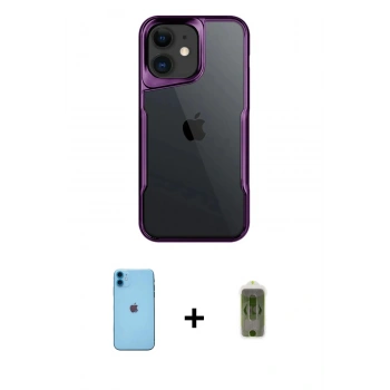MARSİLYAN™- iPhone 11 Kılıf Akış Çizgi Koleksiyonu - Siyah Joko Magic 5D Hayalet Cam + Neon Fosforlu Kamera Lens - MI