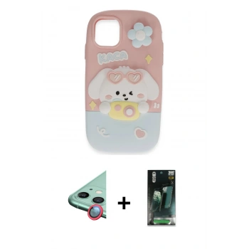 MARSİLYAN™- iPhone 11 Kılıf Akış Yansıma - Şeffaf 360 Full Body Arka Koruyucu + Raze Metal Kamera Lens - KI