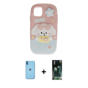 MARSİLYAN™- iPhone 11 Kılıf Akış Yansıma - Şeffaf 360 Full Body Arka Koruyucu + Neon Fosforlu Kamera Lens - MI