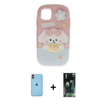 MARSİLYAN™- iPhone 11 Kılıf Akış Yansıma - Şeffaf 360 Full Body Arka Koruyucu + Neon Fosforlu Kamera Lens - TU