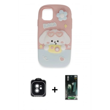 MARSİLYAN™- iPhone 11 Kılıf Akış Yansıma - Şeffaf 360 Full Body Arka Koruyucu + PVD Metal Kamera Lens - YL