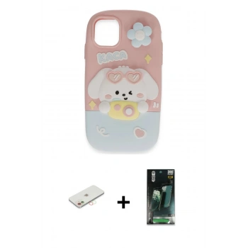MARSİLYAN™- iPhone 11 Kılıf Akış Yansıma - Şeffaf 360 Full Body Arka Koruyucu + Renkli Kamera Lens Koruma Cam - YL