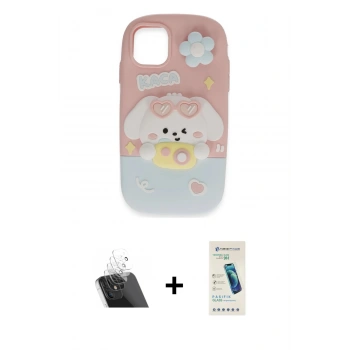 MARSİLYAN™- iPhone 11 Kılıf Akış Yansıma - Şeffaf Pasifik Cam Ekran Koruyucu + Kamera Lens Koruma Cam - SF