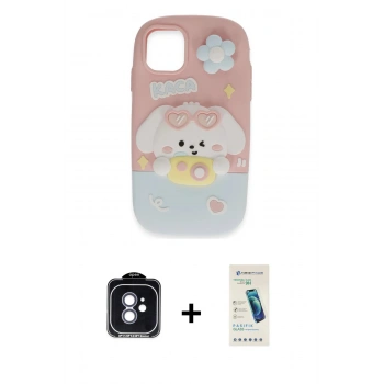 MARSİLYAN™- iPhone 11 Kılıf Akış Yansıma - Şeffaf Pasifik Cam Ekran Koruyucu + PVD Metal Kamera Lens - MI