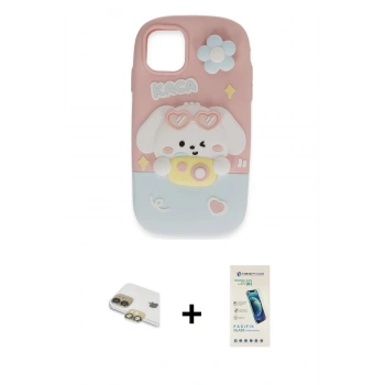 MARSİLYAN™- iPhone 11 Kılıf Akış Yansıma - Şeffaf Pasifik Cam Ekran Koruyucu + Pers Alüminyum Kamera Lens - GD