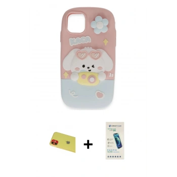 MARSİLYAN™- iPhone 11 Kılıf Akış Yansıma - Şeffaf Pasifik Cam Ekran Koruyucu + Rainbow Kamera Lens Koruma Cam - KI