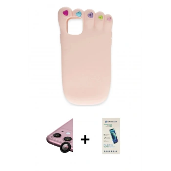 MARSİLYAN™- iPhone 11 Kılıf Akış Yansıma - Şeffaf Pasifik Cam Ekran Koruyucu + Raze Metal Kamera Lens - SH