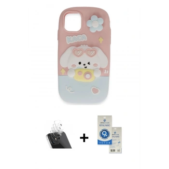 MARSİLYAN™- iPhone 11 Kılıf Akış Yansıma - Şeffaf Royal Nano Ekran Koruyucu + Kamera Lens Koruma Cam - SF