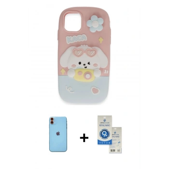 MARSİLYAN™- iPhone 11 Kılıf Akış Yansıma - Şeffaf Royal Nano Ekran Koruyucu + Neon Fosforlu Kamera Lens - TU