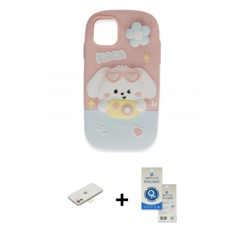 MARSİLYAN™- iPhone 11 Kılıf Akış Yansıma - Şeffaf Royal Nano Ekran Koruyucu + Renkli Kamera Lens Koruma Cam - YL
