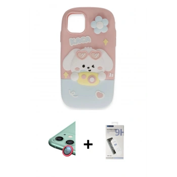 MARSİLYAN™- iPhone 11 Kılıf Akış Yansıma - Şeffaf Uv Polymer Nano Ekran Koruyucu + Raze Metal Kamera Lens - KI